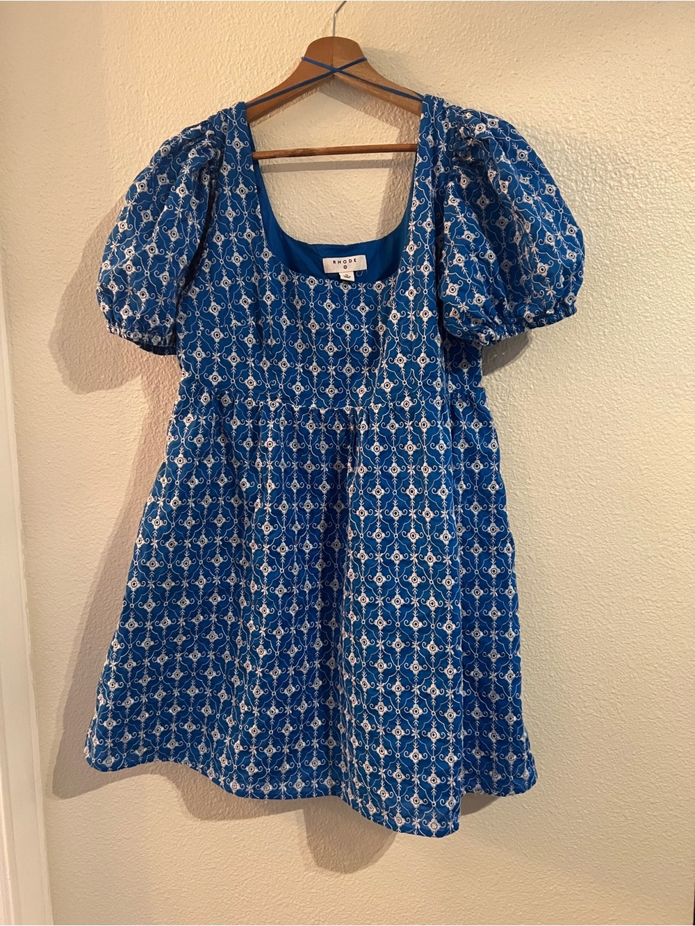 RHODE Blue Printed Puff-Sleeve Kids Dress